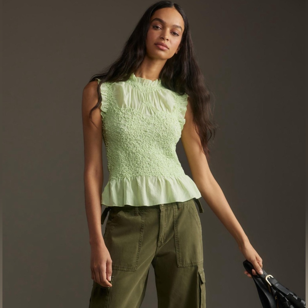 By Anthropologie Textured Smocked Tank
